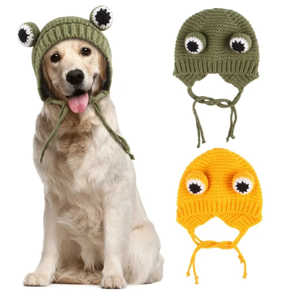 

Autumn and Winter New Pet Head Covers with Large Eyes Warm Pet Dog Knitted hat Woolen Hat Large Dog Warm and Windproof Hat