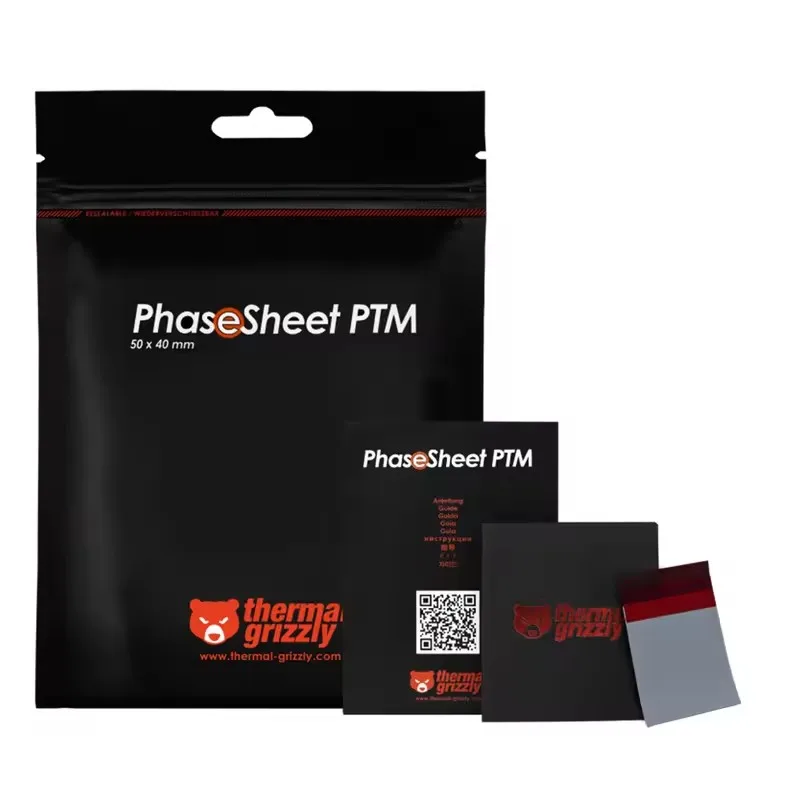 Foglio termico Grizzly PhaseSheet PTM Foglio di grasso siliconico a cambiamento di fase Foglio di cuscinetto di raffreddamento Laptop CPU GPU Tampone di grasso siliconico 50x40MM