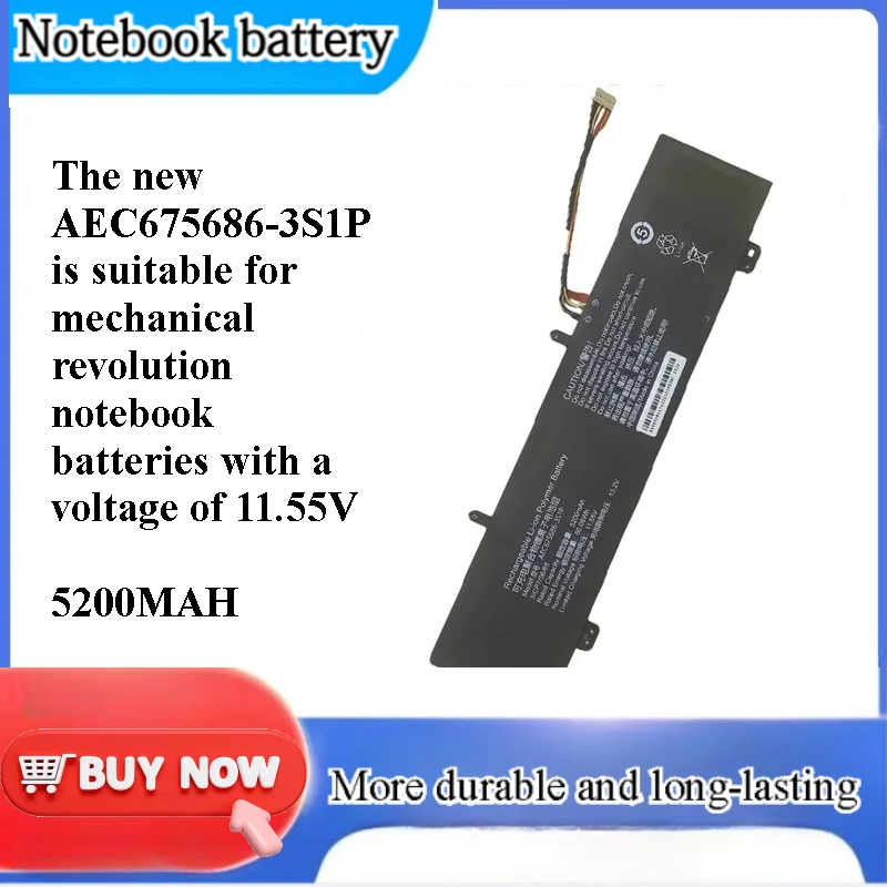 for AEC675686-3S1P Battery for Mechanical Revolution Notebook 11.55V 5200mAh Replacement Li-ion Laptop Battery Pack