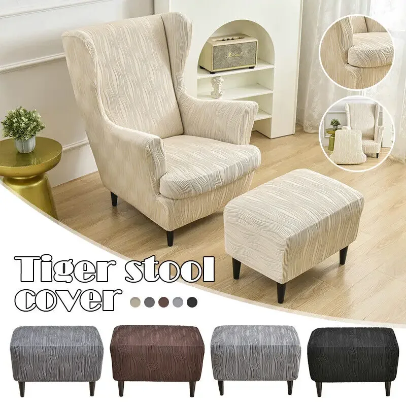 

Wave Pattern Wing Chair Cover Stretch Elastic Armchair Sofa Footstool Covers Footstool Ottoman Slipcover Protector Home Decor