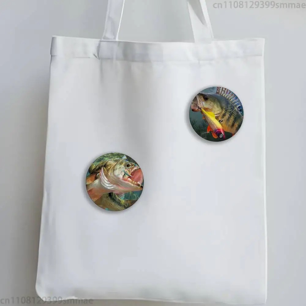 Fishing Master 32/44/58mm Handmade Pins Round Brooch Badge Backpacks Clothes Jewelry Gifts