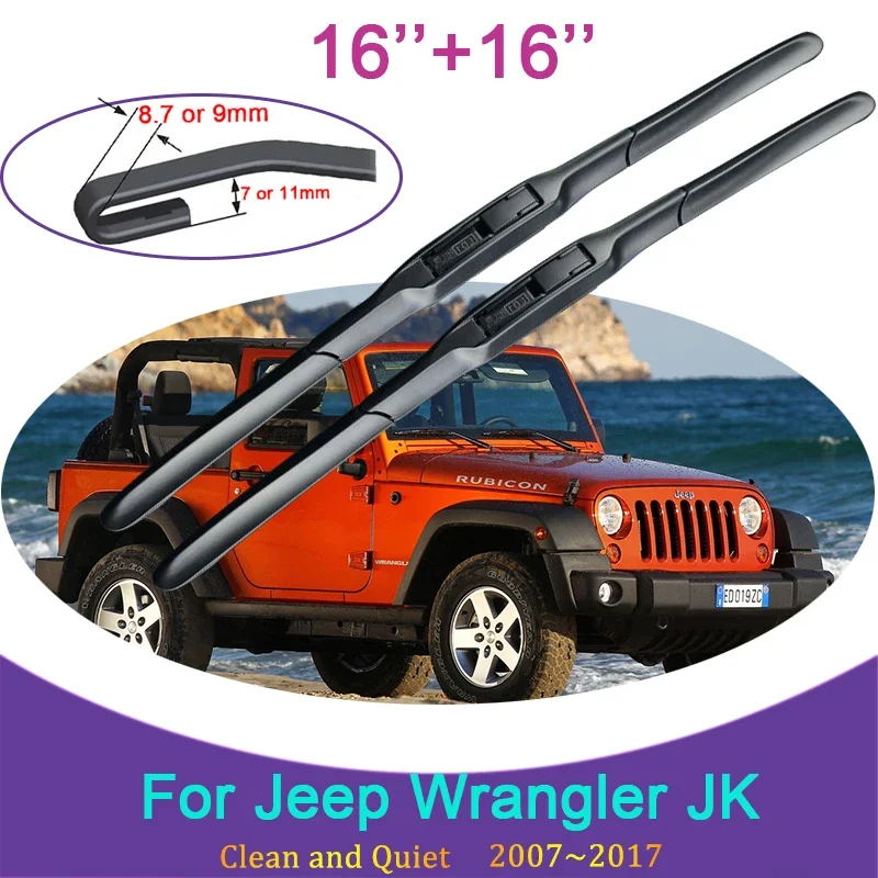 

for Jeep Wrangler JK 2007~2017 2008 2009 2010 2011 Car Wiper Blades Front Windshield Frameless Snow Scraping Rubber Accessories