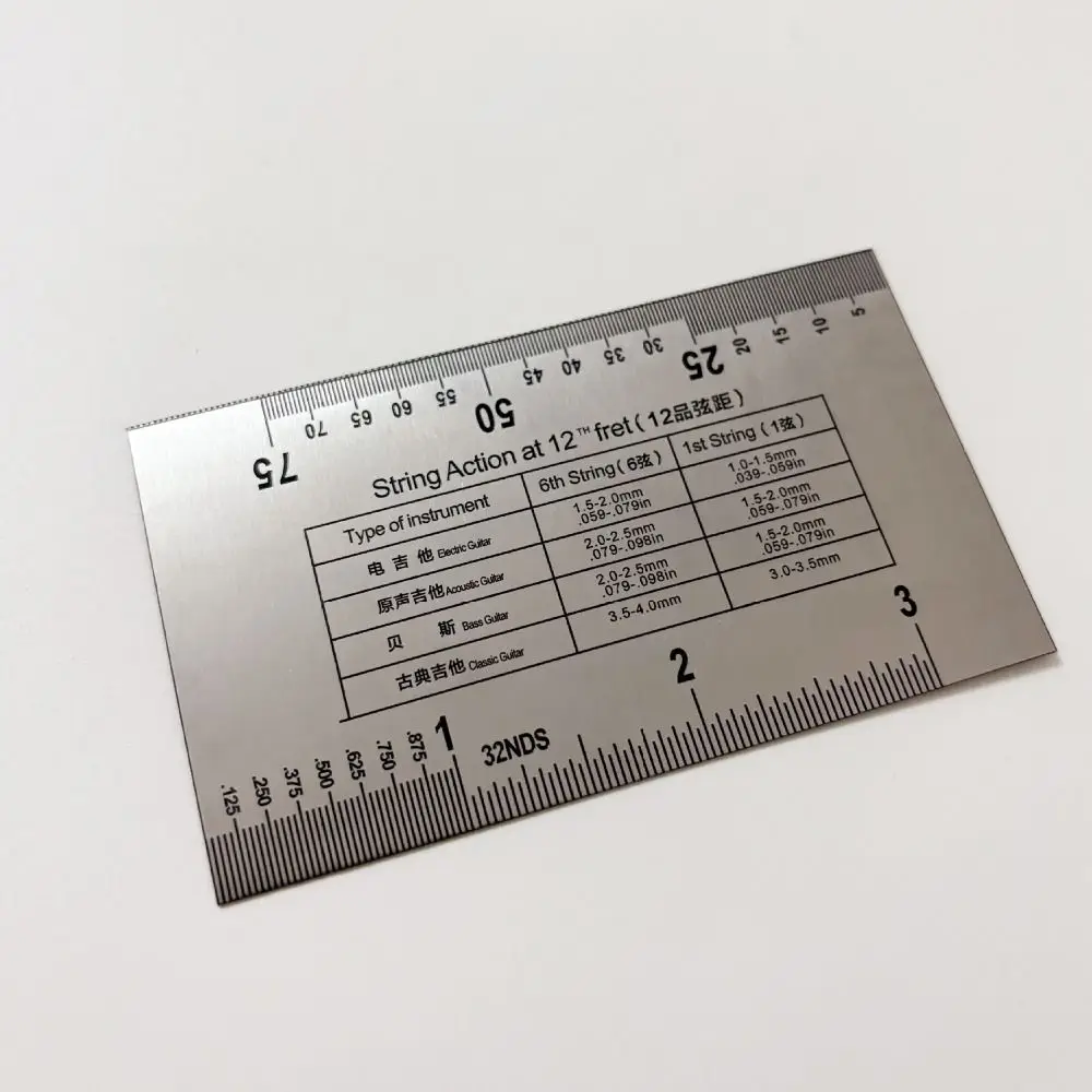 Stainless Steel String Action Gauge Silver Maintenance Tool String Measuring Tool Precision Measuring