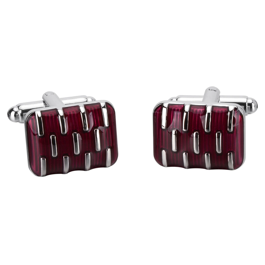 High Quality Square Red Enamel Cufflinks for Mens Bussiness Gift Copper Material Buttons Jewelry