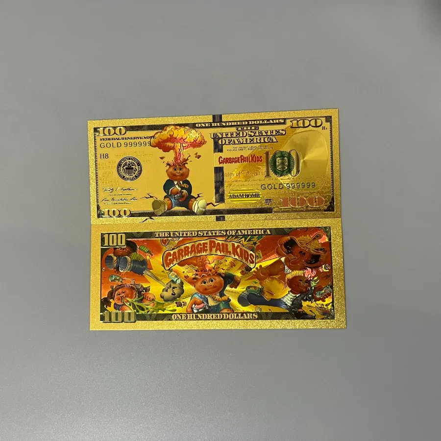 الولايات المتحدة الكرتون GARBAGEPAILKIDS الذهب احباط الأوراق النقدية أنيمي الأوراق النقدية لمحبي جمع فاتورة مطلية بالذهب الهدايا الحرفية مينيسو