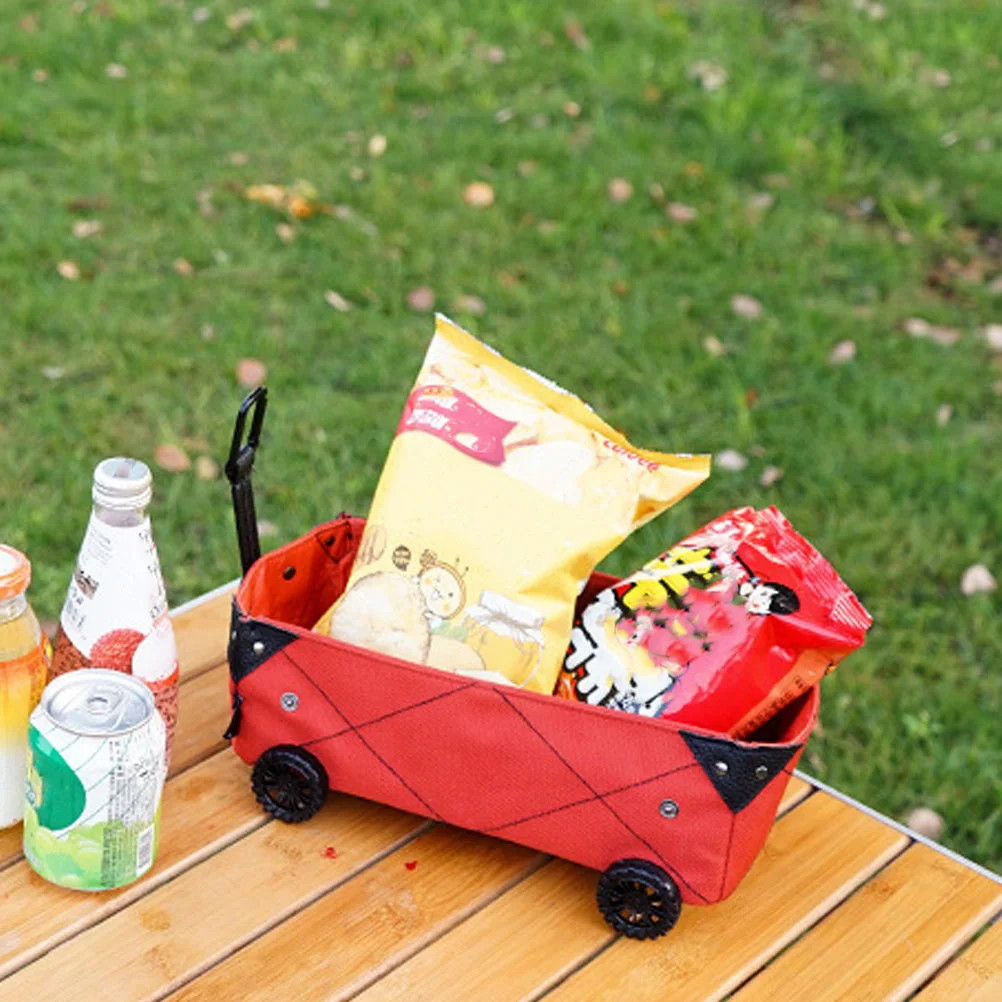 عربة تصميم الأنسجة حامل صندوق تخزين قابل للطي عجلة أنيقة مظهر أحمر في الهواء الطلق التخييم التسوق متعددة الوظائف DIY بها بنفسك