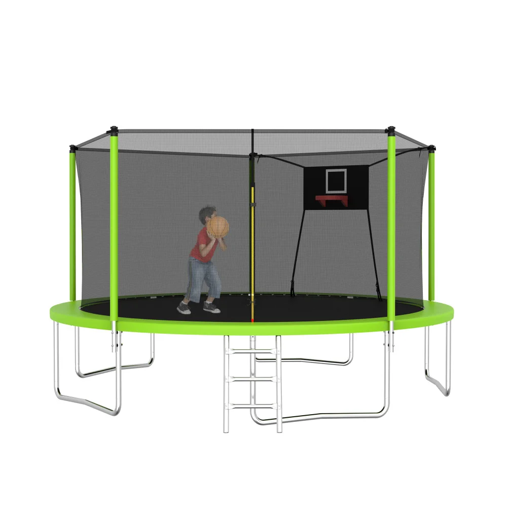 Trampolines de Loisirs en Plein Air pour Enfants et Adultes, Tramimmersion Familiale, Filet, 14 Pieds