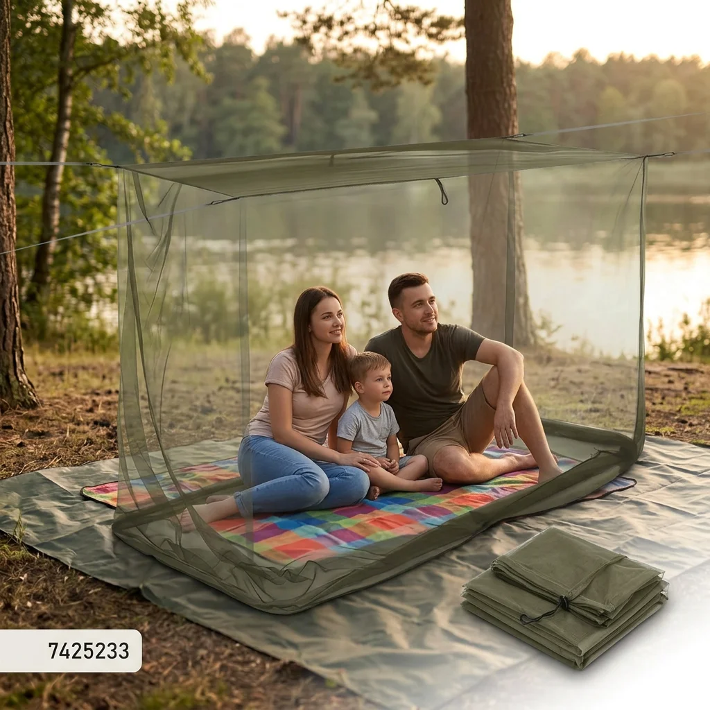 Portable Mosquito Net Tent 1.8M Foldable No-Assembly Outdoor Camping Travel Gathering Lightweight Polyester for Family Friends