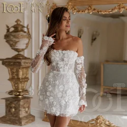 IOOISUN Short Wedding Dresses 3D Flowers Mermaid Detachable Sleeves Vestidos De Novia Vestidos En Oferta Liquidación Customized