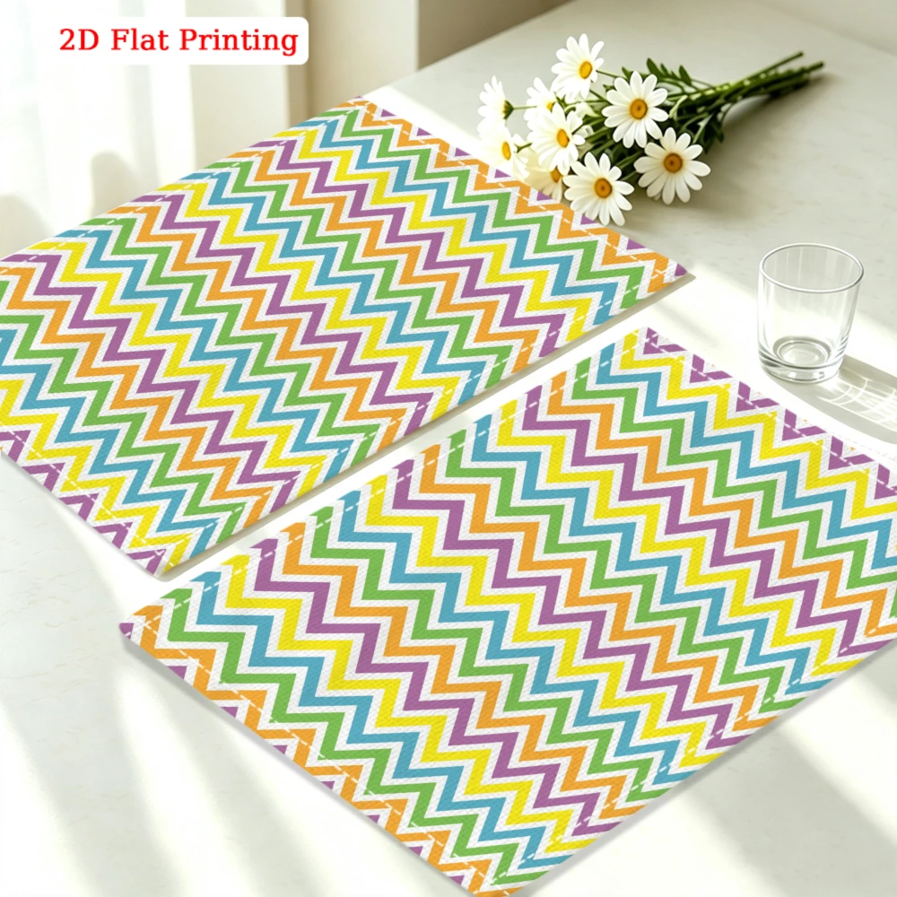 1pc Modern Style Placemat Rainbow Chevron 2d Flat Printing Table Mat Kitchen Dining Party Decor Use 30x40cm Cover