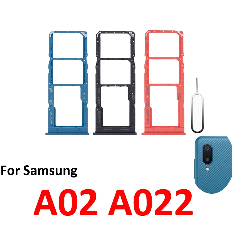 For Samsung Galaxy A02 A022 A022F A022M A022G Phone SIM Tray Micro SD Chip Card Slot Drawer Holder Pocket Single Dual Black Blue