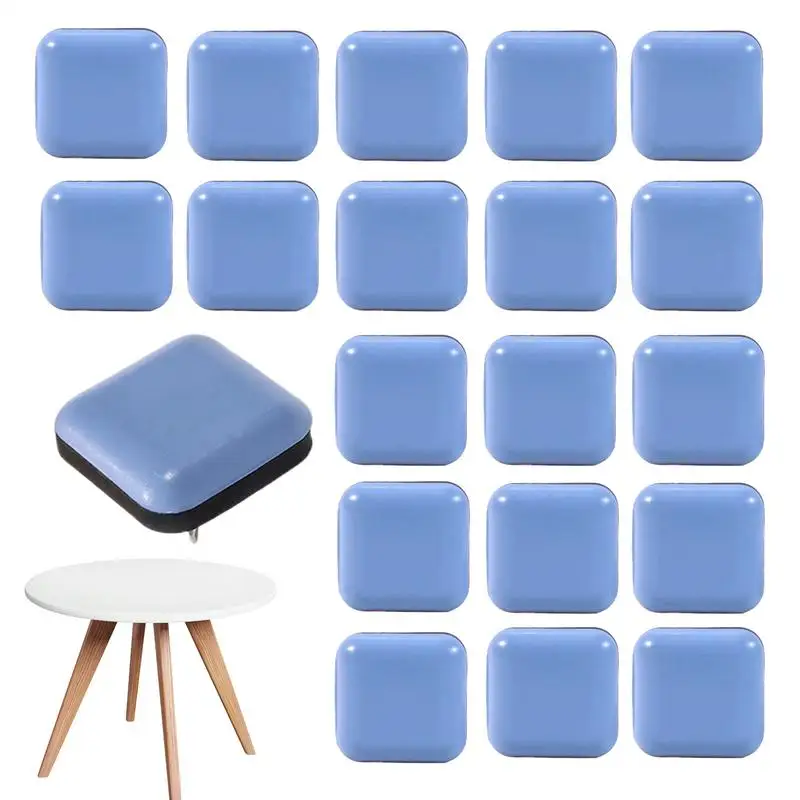 20PCS เล็บติดตั้งเฟอร์นิเจอร์ฟุต Pad หน้าแรกโต๊ะเก้าอี้ขาป้องกัน PTFE สแควร์ชั้น Slip Pads ฮาร์ดแวร์ในครัวเรือน