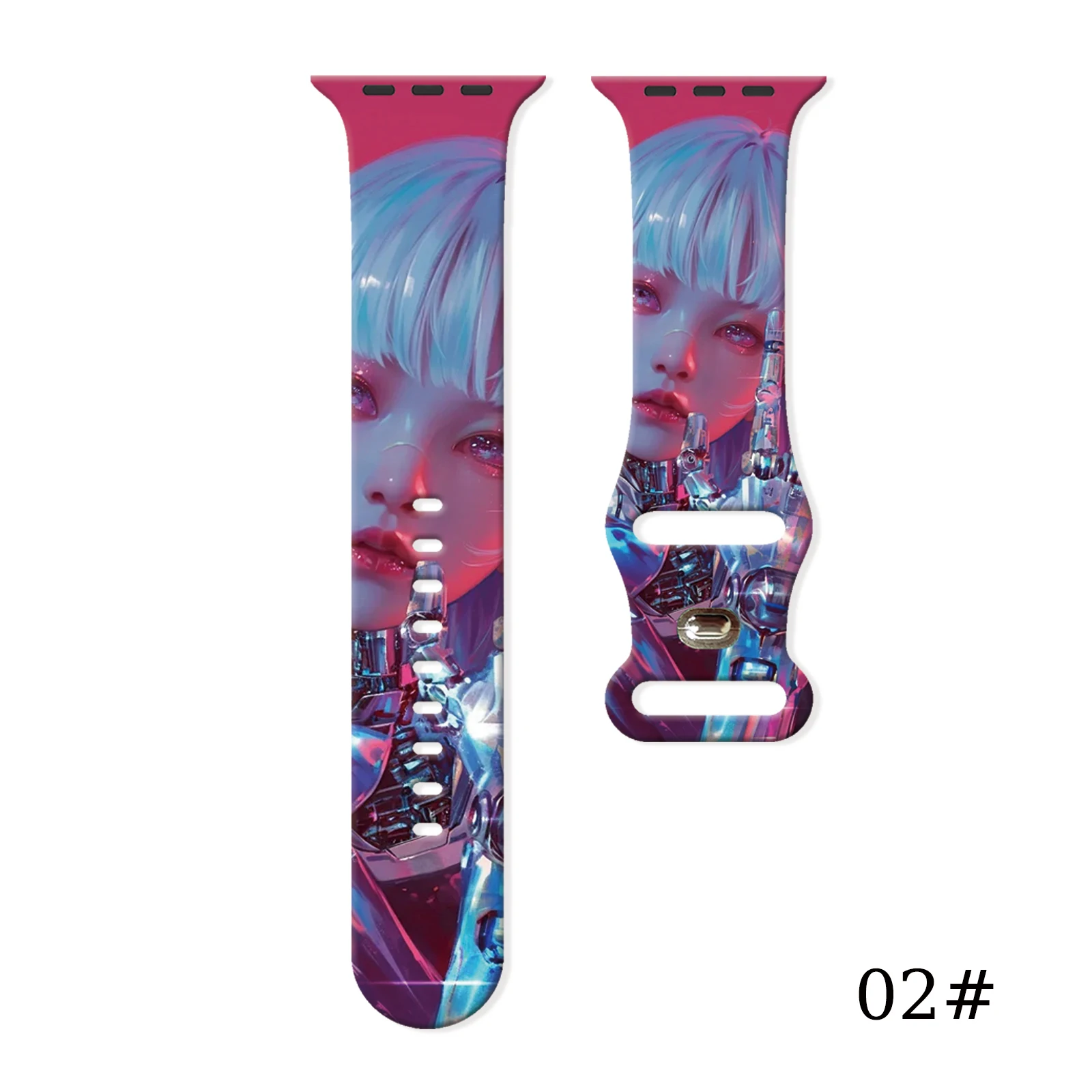 

Punk Robot Series Printed Strap for Apple Watch 11 10 9 8 Silicone Band Replaceable Bracelet for iWatch 46/44/42/41mm Watchband