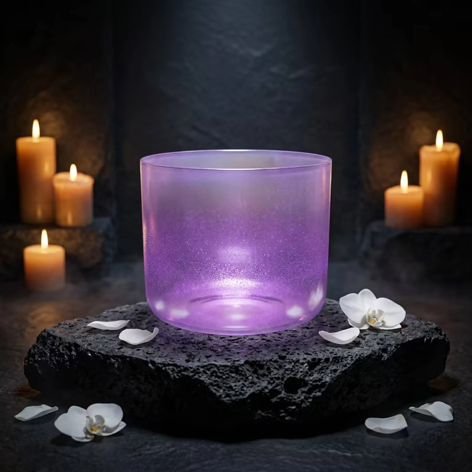 Crystal Singing Bowl Resonant Sound Healing Bowl Instrument Precision Tuned Handmade for Practitioners, Meditation