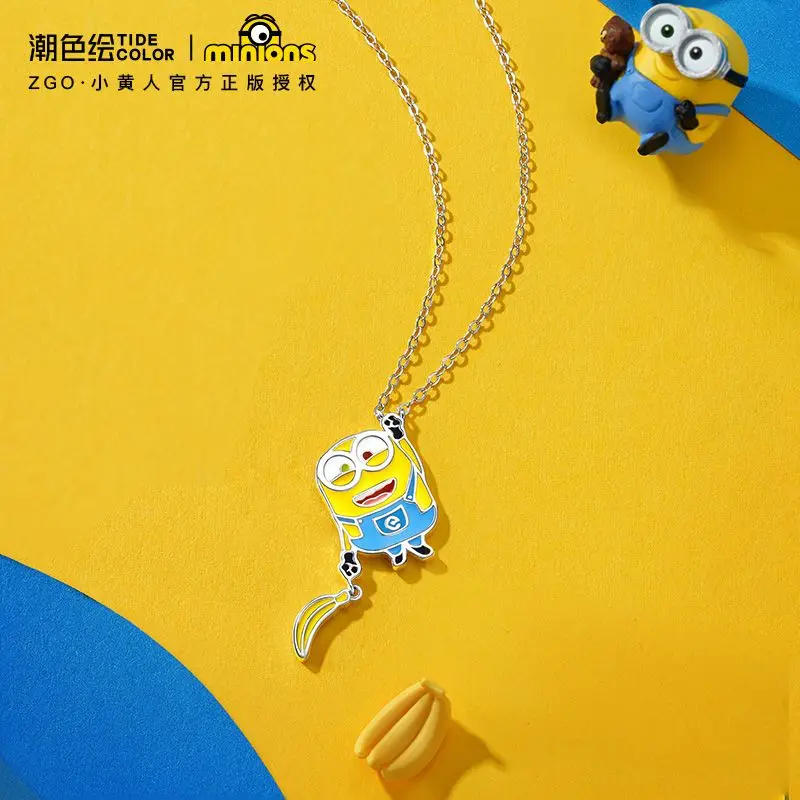 Beast Kingdom Minion Necklace Girls Summer 925 Pure Silver Cute Cartoon Personalized Fashion Accessories Kids Toys Holiday Gift