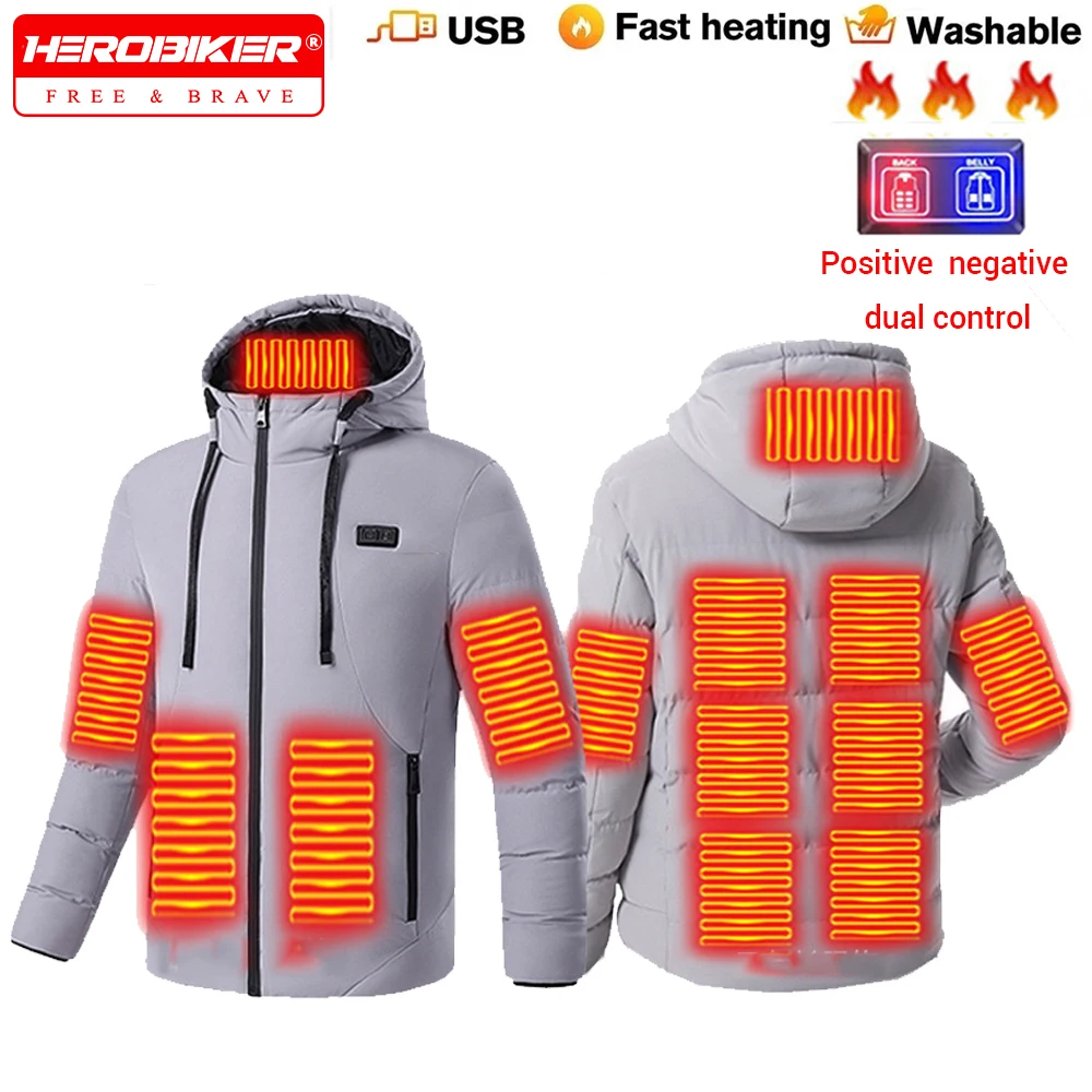 

USB Electric Heated Jacket Heated Jacket Men Winter Hooded Windbreaker Tactical Hunting Hiking Winter Warm Fishing Ski Clothing
