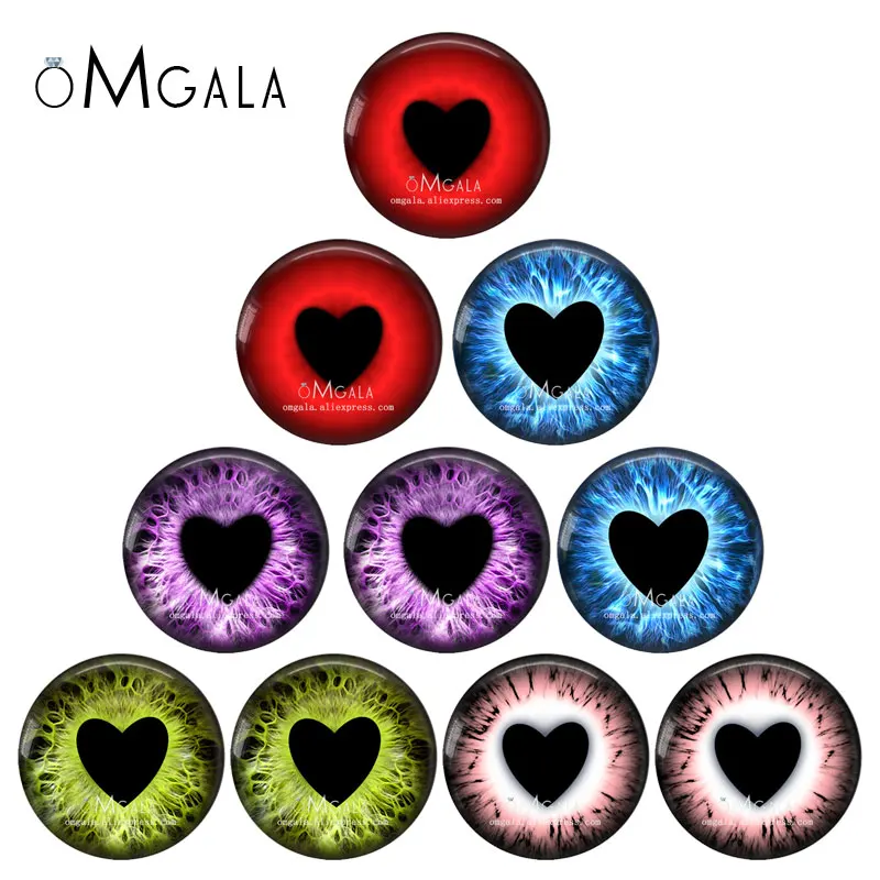 5 Pairs Heart Shape Pupil Doll Eyes Drogon Animals Eyes For Toy Round Glass Cabochon Dome Demo Flat Back Making Findings