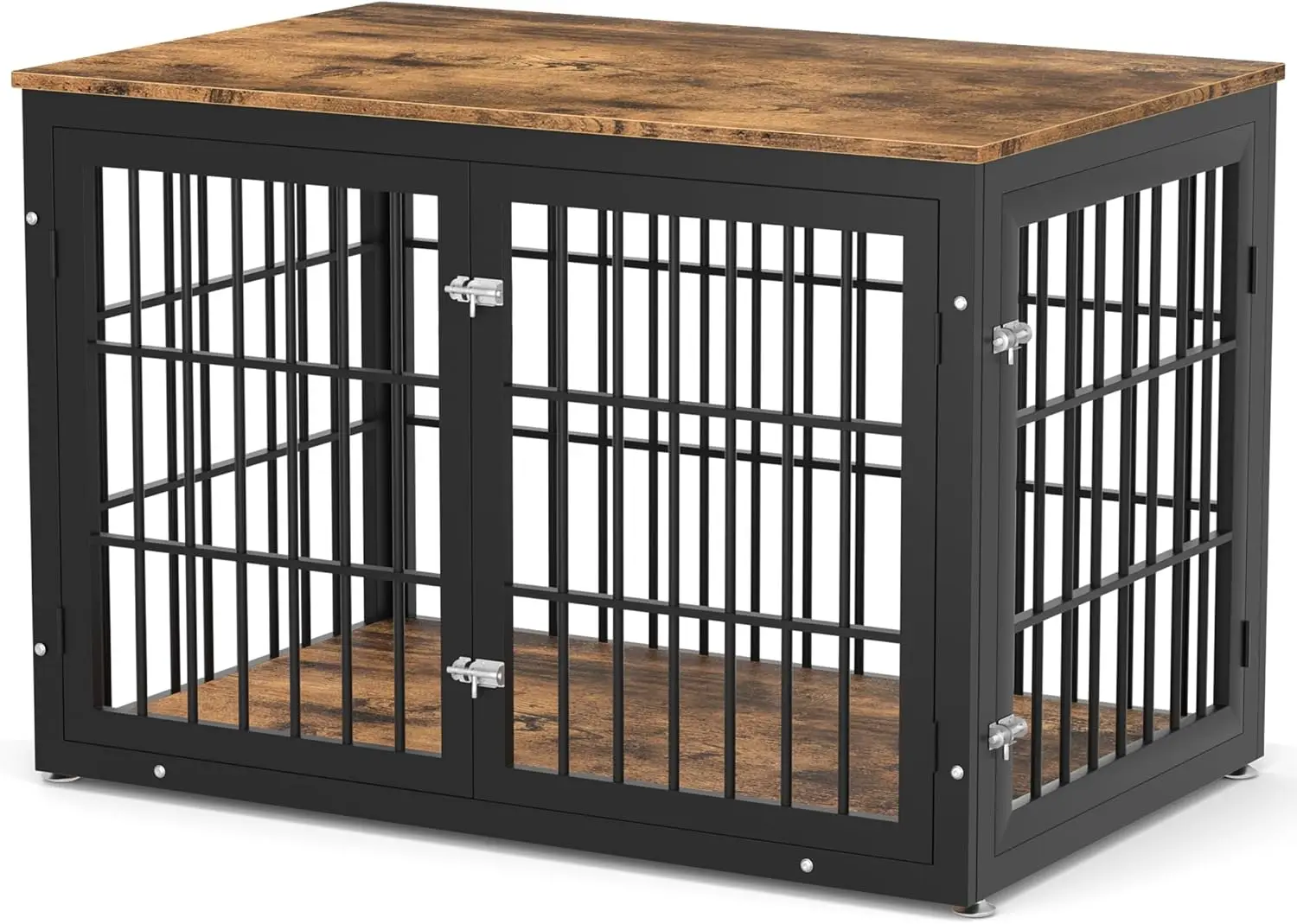 Rustic Heavy Duty Dog Crate Furniture for Extra Large Dogs, , Wooden Cage Kennel Furniture Indoor, XL, Black and Brown