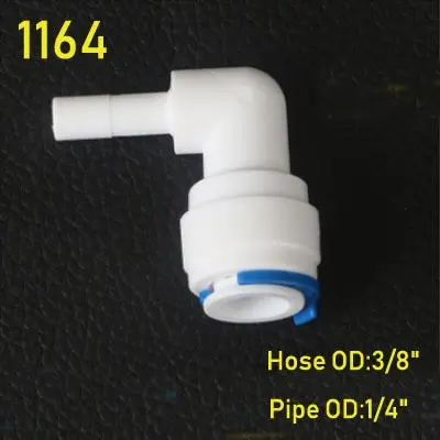 

1/4" OD Plug To PushFit 3/8" OD Tube 90 Degree Elbow POM Quick Fitting Connector Aquarium RO Water Filter Reverse Osmosis System