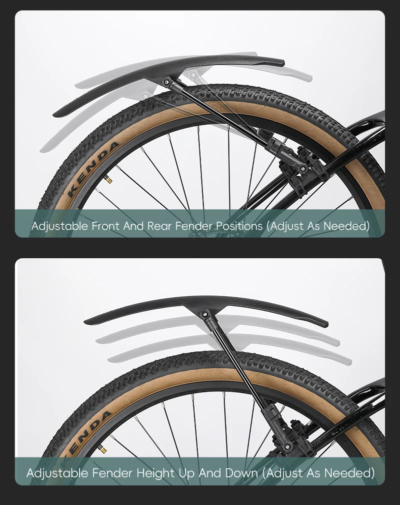 WEST BIKING MTB-Schutzbleche 5cm Breit Schnellspanner-Schutzblech-Set für 26-29 Zoll Mountainbike Doppelstangen-Verstellbare Regen-Trail-Ausrüstung – Detail 9