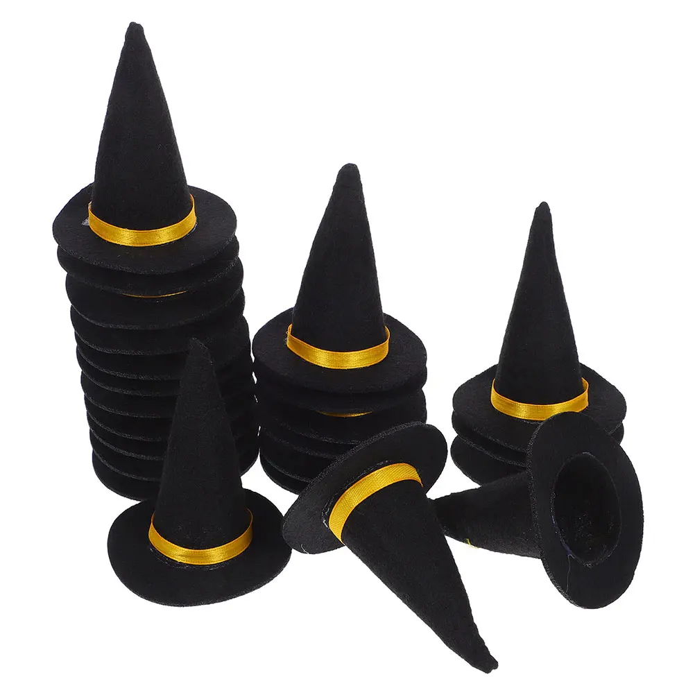 

30 Pcs Mini Felt Witch Hat Bottle Hats Halloween Topper Manual Toppers for Bottles