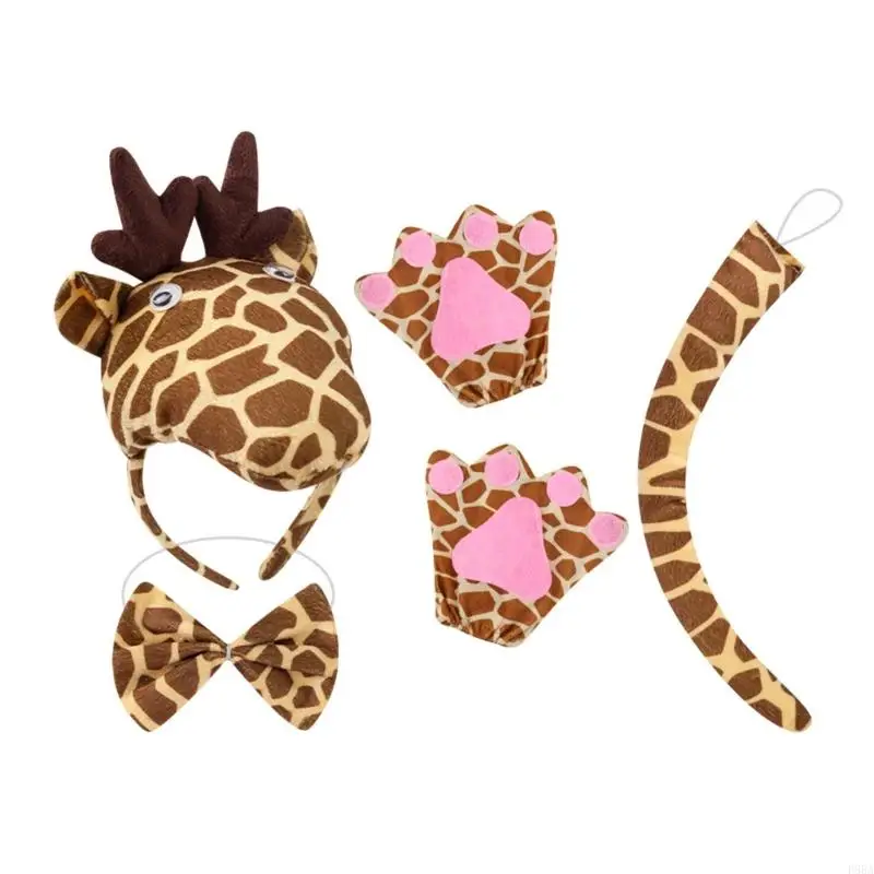 P88A Animal Giraffe kostuumset voor kinderen meisjes giraf oren hoofdband bowtie tutu rok giraf staart voor Halloween