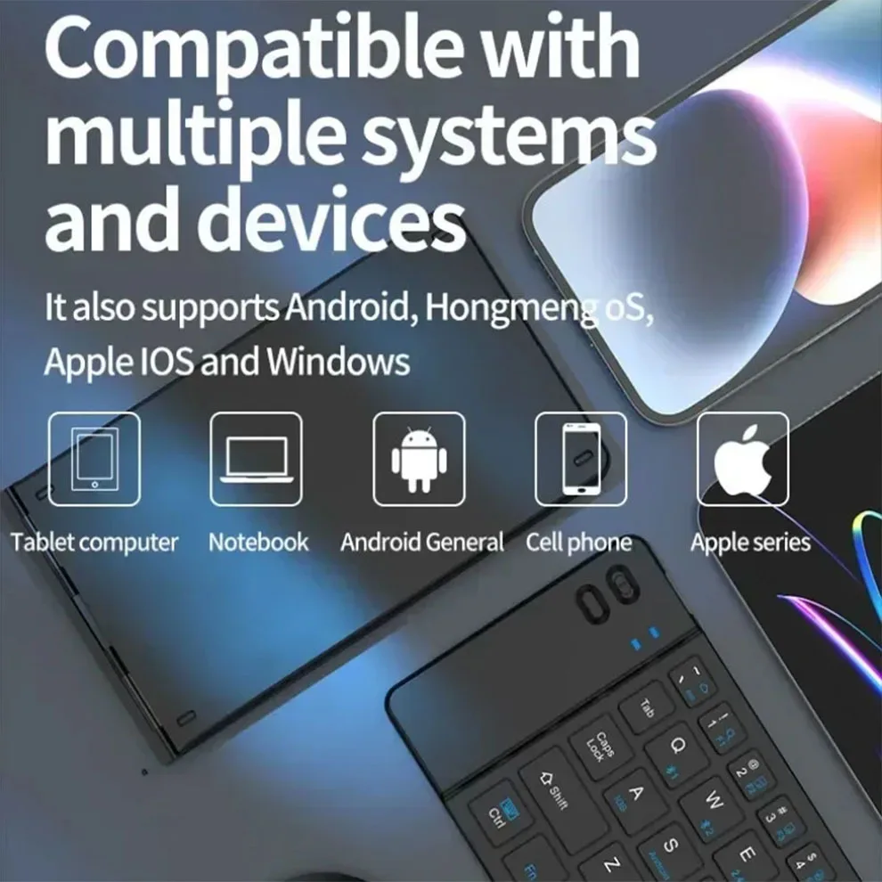 Imagem -03 - Mini Teclado Bluetooth sem Fio Dobrável para Iphone Tamanho Grande Sincronização de até Dispositivos Ultra-fino Viagem Bluetooth