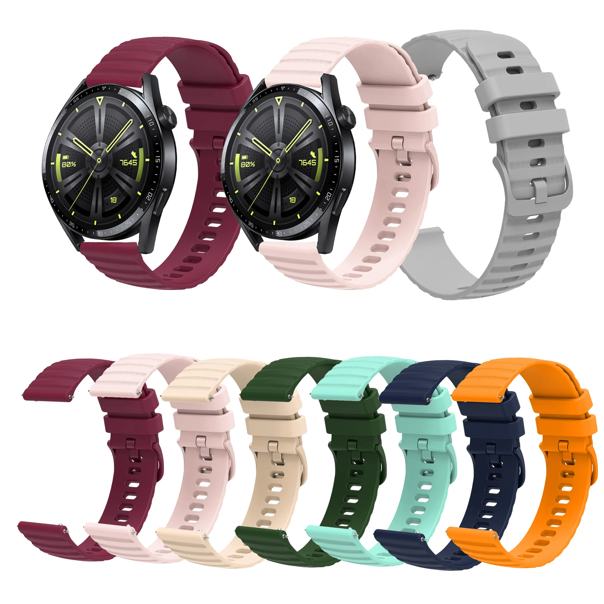 

20mm 22mm Silicone Strap For Huawei Watch GT2 Pro GT3 SE GT 2 3 2e 42mm 43mm 46mm Wave Pattern Bracelet Sport Band Wristband