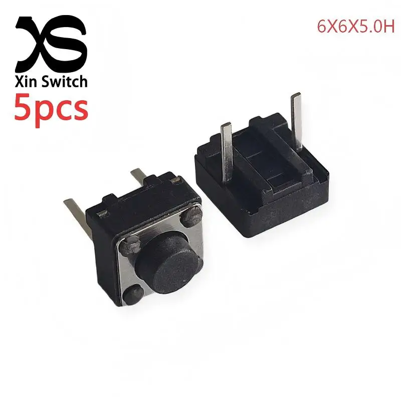 5PCS 6x6 (Mid 2-Pin) Tact  Small Switch 6*6 Handle Height 5.0mm Pin Length 3.5mm Self-Reset 50mA DC12V Vertical Micro Switch