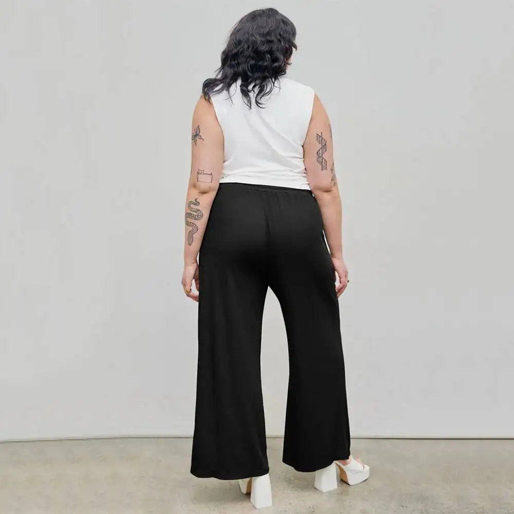

Clothing Women's Large Size New Autumn and Winter Elastic Waist Casual Versatile Commuting Drawstring High Waist Straight Leg