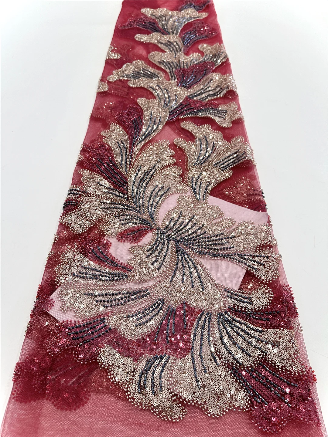 African Lace Fabric 2025 Sequins Beaded Embroidery Groom Nigerian Bridal High Quality French Tulle Lace Fabric For Wedding -SHIT