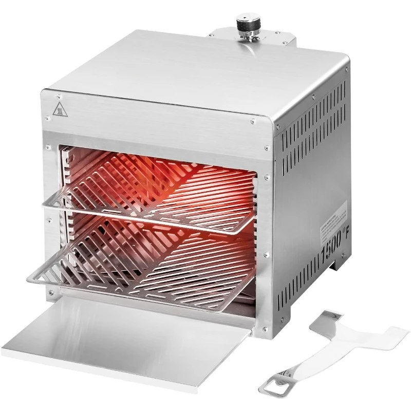 1500°F Infrared Grill Tabletop Broiler, Portable BBQ Machine with Pizza Stone for Steak, Burgers, and Pizza，home.