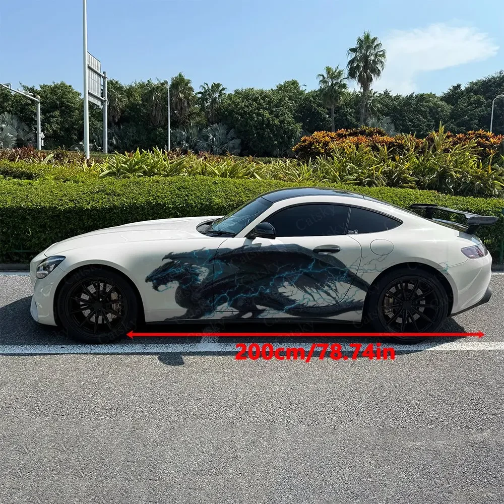2pcs Electric Lightning Dragon Car Side Wraps, Self-Adhesive PVC Waterproof & Scratch-Resistant Stickers, Car Accessory Gift