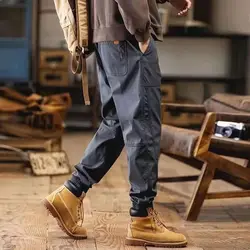 Men Clothing Spring Autumn Trend Vintage Streetwear Cargo Pants Y2K Casual Pockets Solid Loose Cotton Trousers Pantalones Hombre