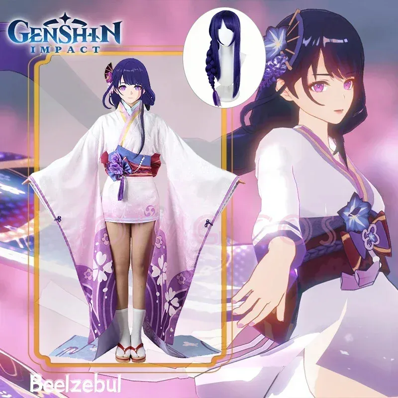 

Genshin Impact Beelzebu Cosplay Costume Adult Carnival Uniform Wig Anime Halloween Masquerade Raiden Shogun