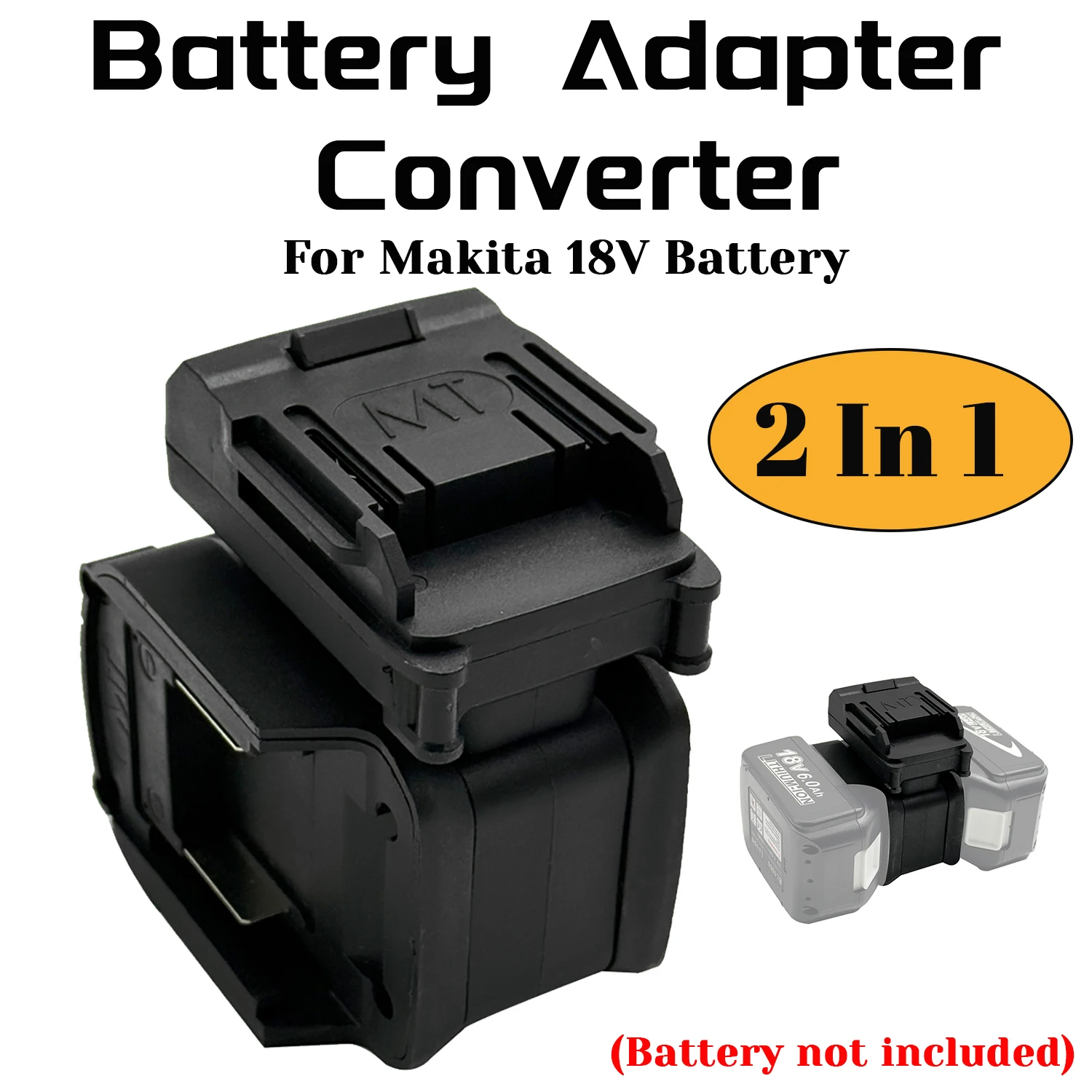 Dual Battery Parallel Connector For Makita 18V Battery Adapter, 2-in-1 Converter for Electric Power Tools, Bare Adapter Only
