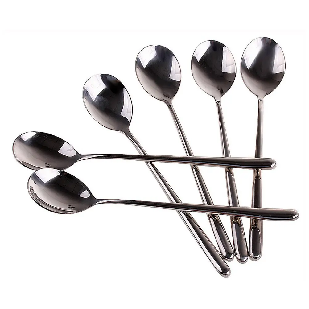 8 Pcs Spoons Metal Stirring Cooking Round Soup Serving for Parties Stainless Steel
