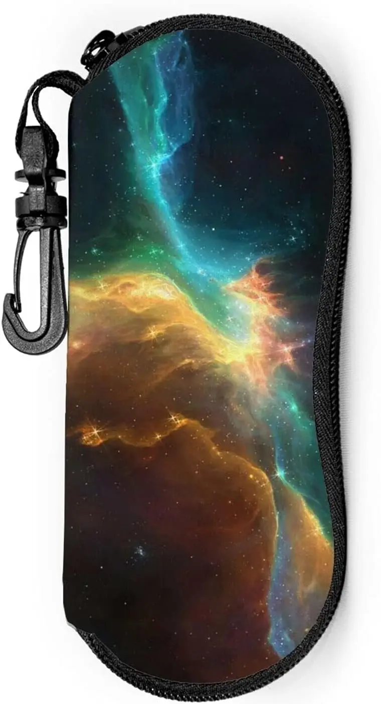 

Space Galaxy Cloud Glasses Case Sunglasses Soft Case for Women Men Eyeglass Bag Zipper with Carabiner Belt Clip Sunglasses Cases