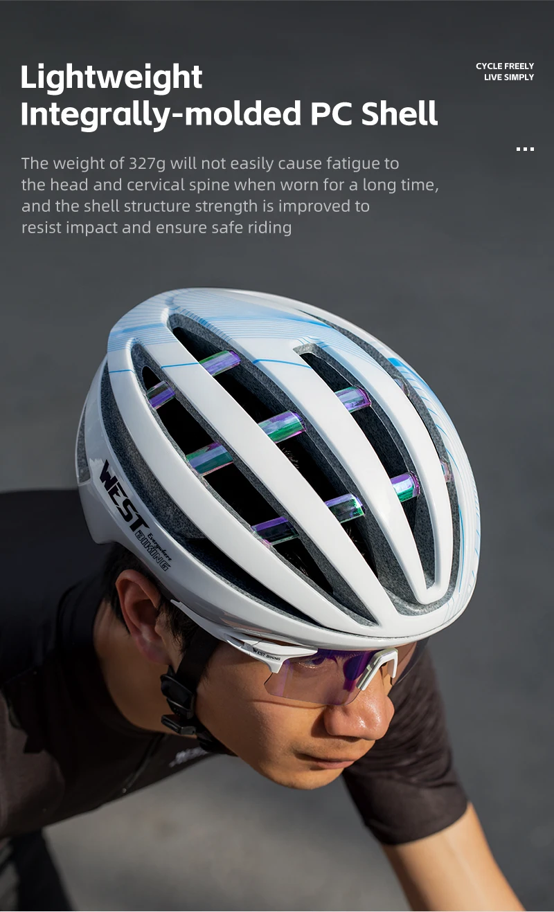 WEST BIKING Fahrradhelm Ultraleichter Fahrradschutzhelm für Erwachsene MTB Rennradhelme Männer Frauen Racing Atmungsaktiver Helm – Detail 5