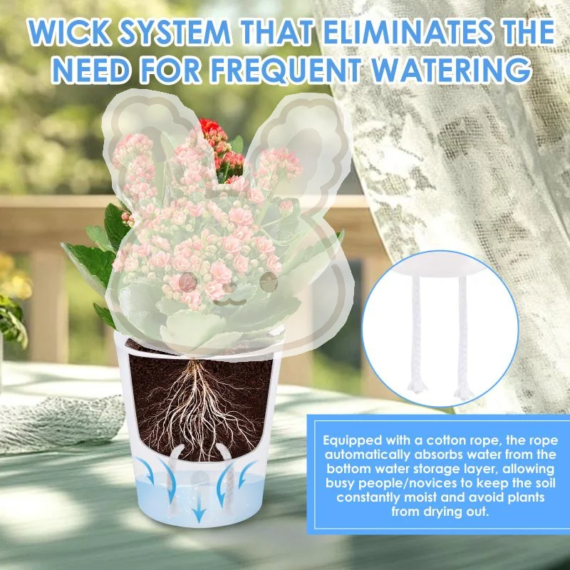 Self Watering Planter Self-Absorbent Hydroponic Flower Pot Large Water Storage for Indoor Herbs Succulents Home Balcony Use