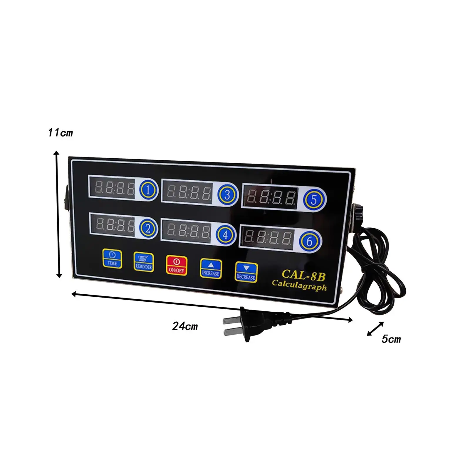 Six Channel Kitchen Timer LED Display Commercial Cooking Alarm Clock for Restaurant Kitchen and Food Preparation