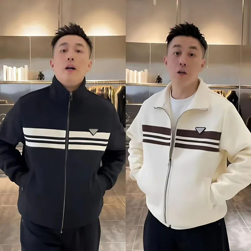 

Fall New Plaid Woven Belt Collar Jaet Men's High Faion Casual Loose Long Sve Open Cardigan Top Urban Sle Cotton Blend