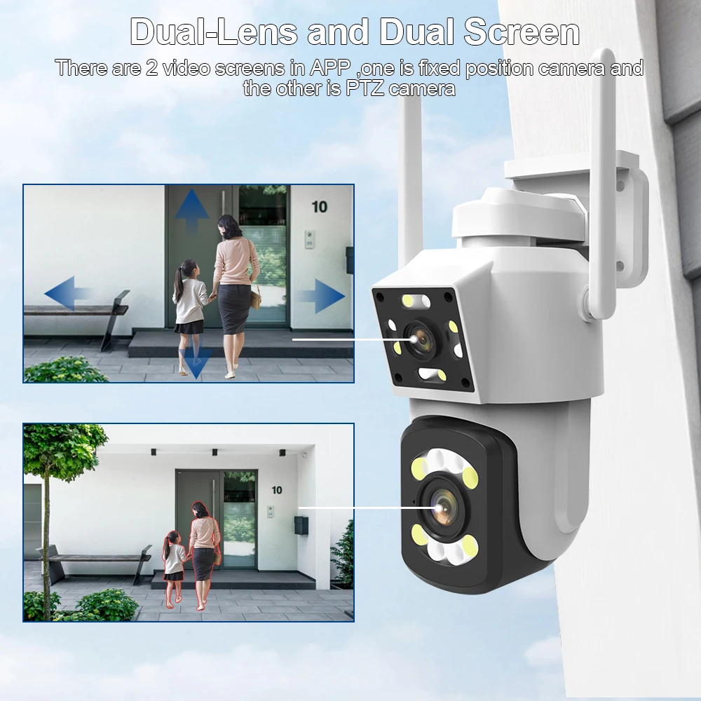 LLSEE HD 8MP 4K 10X Dual Screen Secure Outdoor Surveillance Camera Wireless WiFi IP Camera Night Vision Support ONVIF Protocol