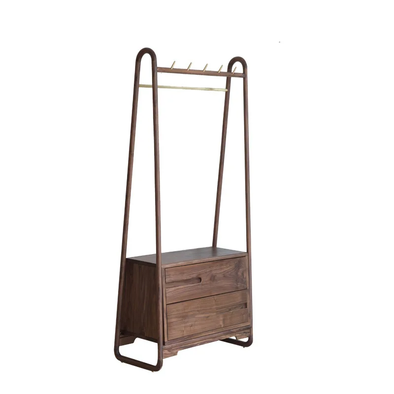 

Nordic black walnut, all solid wood floor-to-ceiling coat rack, modern minimalist integration, minimalist hanging clothes agains