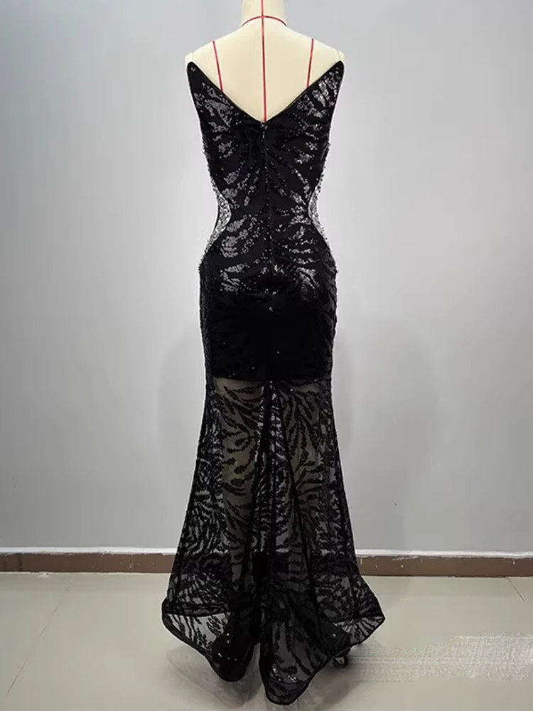 Wysokiej jakości seksowna sukienka z elastycznej siateczki z gorącym tłoczonym wzorem 2025 Nowa moda niestandardowa odzież damska