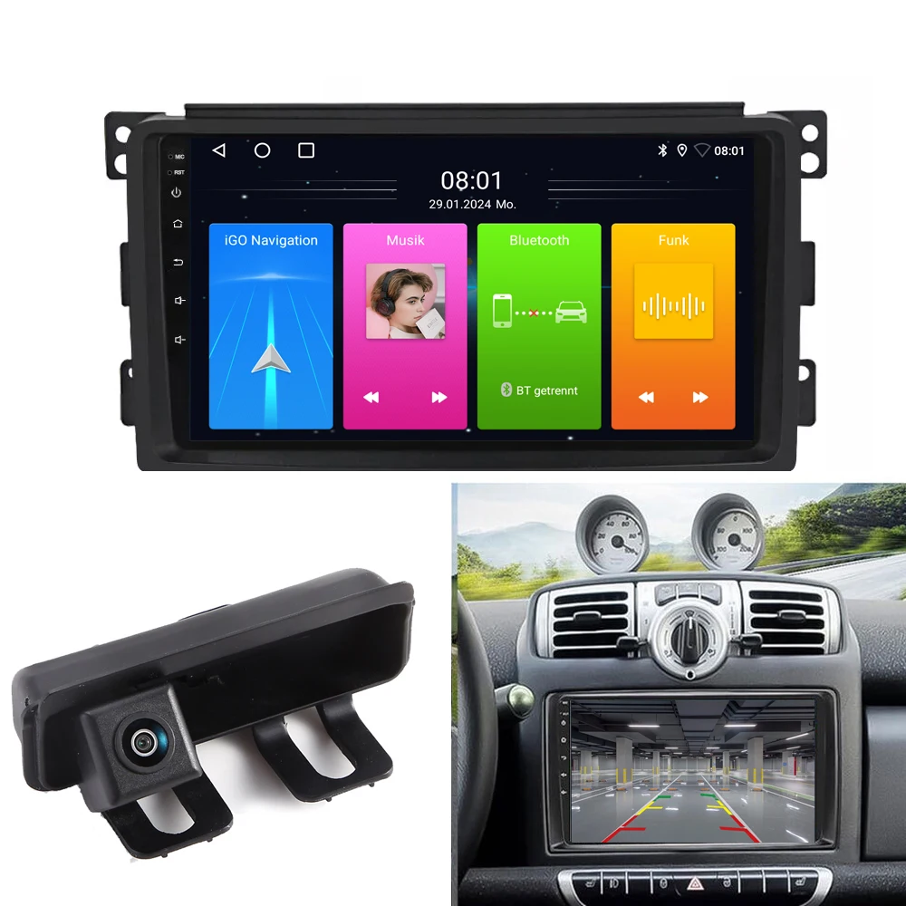 Android Car radio with wireless Carpaly GPS Navigation +HD Reverse Camera for Smart Fortwo Cabrio Coupe 451 A4517470187