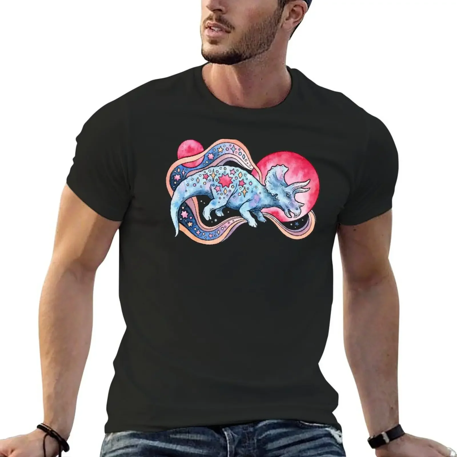 

Star Tricera | Cosmic Dinosaur Watercolor T-Shirt essential t shirt shirts graphic tee men t shirt