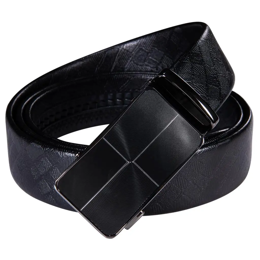 

Luxury Mens Belts Black Leather Plaid Automatic Buckle Metal Rachat Cowskin Waistband Casual Formal Straps Barry.Wang