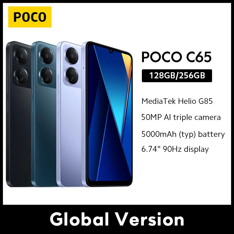 Global Version POCO C65 NFC 128GB/256GB 5000mAh Battery MediaTek Helio G85 50MP Triple Camera 6.74