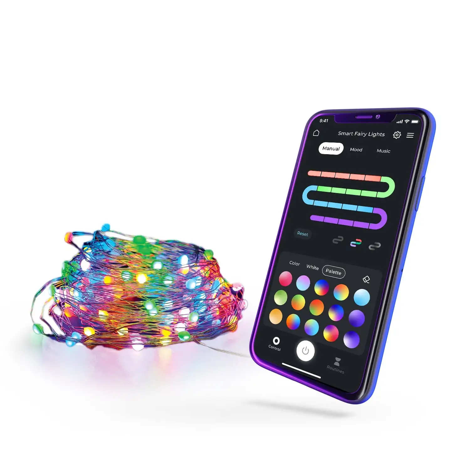 Wi-Fi Smart Multicolor LED Music Sync Fairy Lights Voice Activated RGB LED Dynamic DIY String Lights Window Curtain Light